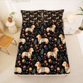 thumbnail image 4 of Manfei Retro Puppy King Sheets, Botanical Blossom Bedding, Earthy Hue Black, 4-Piece, 1 Flat Sheet, 1 Fitted Sheet and 2 Pillowcases, 4 of 6