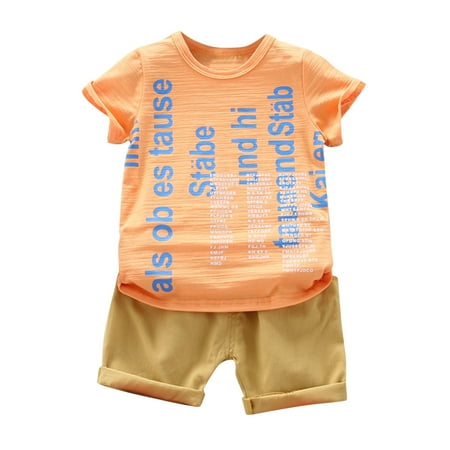 

NECHOLOGY Baby Summer Clothes Toddler Kids Baby Boys Girls Clothes Summer Short Sleeve Letter Print T Shirt 4t Winter Outfits Boys Childrenscostume Orange 3 Years
