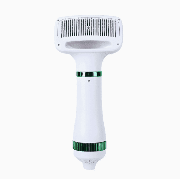 Pet Hair Dryer Grooming Brush with Detangling Comb Green