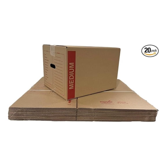 20 - Pack Medium Cardboard Moving Boxes 18x14x12 32 ECT With Handles