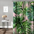 thumbnail image 2 of Orinice Palm Leaf Shower Curtain,Green Tropical Plant Print on Pink Shower Curtain Design,Waterproof Polyester Fabric Bathtub Curtain with 12 Hooks 60x72, 2 of 7