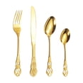 thumbnail image 2 of Vintage Silverware Set Embossed Dining Utensils Stainless Steel Carved Cutlery For Wedding Restaurant Home Gold 4 Pieces, 2 of 6