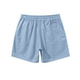 thumbnail image 7 of JLFKNG Mens Summer Shorts Simple Solid Color Soft Cotton Adjustable Waist Tie Cool Breathable Thigh Length Shorts With Pockets Suitable For Beach, Outdoor Sports, 7 of 7