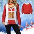 thumbnail image 3 of Pull à Capuche pour Femmes de Noël, Cardigan d'Hiver à Col Rond, Fermeture à Manches Longues, Veste Mi-Longue, Chandail en Molleton Imprimé Graphique, 3 of 6