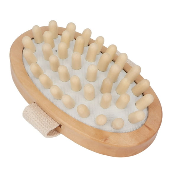Cepillo masajeador de gas de madera para drenaje linfático calmante, cepillo de mano para cuerpo seco, para spa