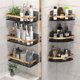 thumbnail image 5 of Estante de ducha adhesivo, organizador de baño de pared, estante de ducha de metal sin perforaciones con vallas doradas, 5 of 5