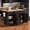 Black, variant on DTTRA 56.5" Kitchen Island with Drop Leaf, Power Outlet, 5 Drawers & Adjustable Shelves, White