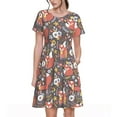 thumbnail image 1 of Easygdp Foxes para Vestido Transpirable de Mujer, Vestido Suelto de Manga Corta con Pliegues y Bolsillos para el Verano, 1 of 6
