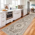thumbnail image 2 of Washable Oriental Area Rug - 6ft Rugs for Living Room Soft Carpet for Bedroom Waterproof Floral Distressed Indoor Stain Resistant Non-Shedding Floor Carpets (Blue/Teal/Orange, 6ft-Round), 2 of 6