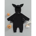 thumbnail image 4 of Seyurigaoka 2 Pcs Halloween Baby Girl Boy Rompers Set Letter/ Bat Print Bat Sleeve Jumpsuit and Hat for Newborn Toddler Kids, 4 of 9