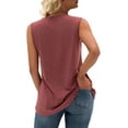 thumbnail image 4 of Women Lace Trim Tank Tops V Neck Fashion Casual Sleeveless Blouse Vest Shirts Red XL, 4 of 6
