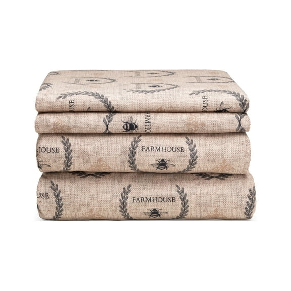 HAUZER HOME FARMHOUSE BEE 100% Cotton Printed Sheet Set