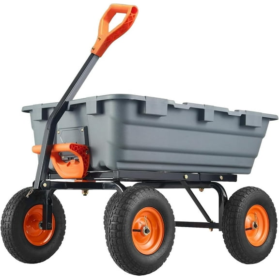 Rugerasy 800LB Heavy Duty Poly Dump Cart with Pneumatic Tire, Gray