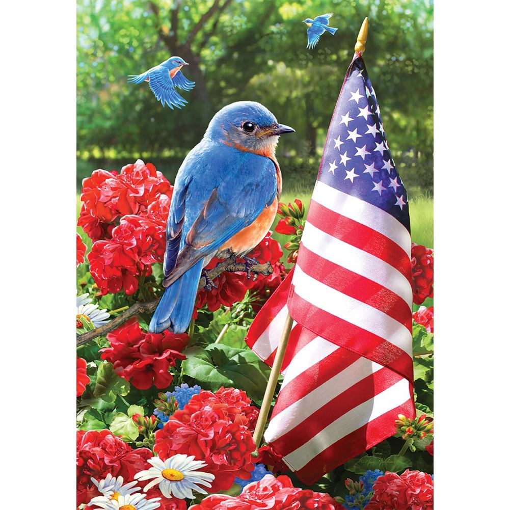 Custom Decor Garden Flag Bluebird Salute