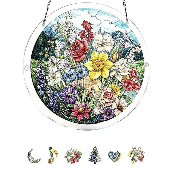 Acrylic Puzzle Suncatcher Window Hanging, 83 Pieces DIY Stained Glass Hummingbird Sun Catcher Kit for Adults, Unique Gifts for Women Mom, Colorful Light Catcher for Home Office Garden