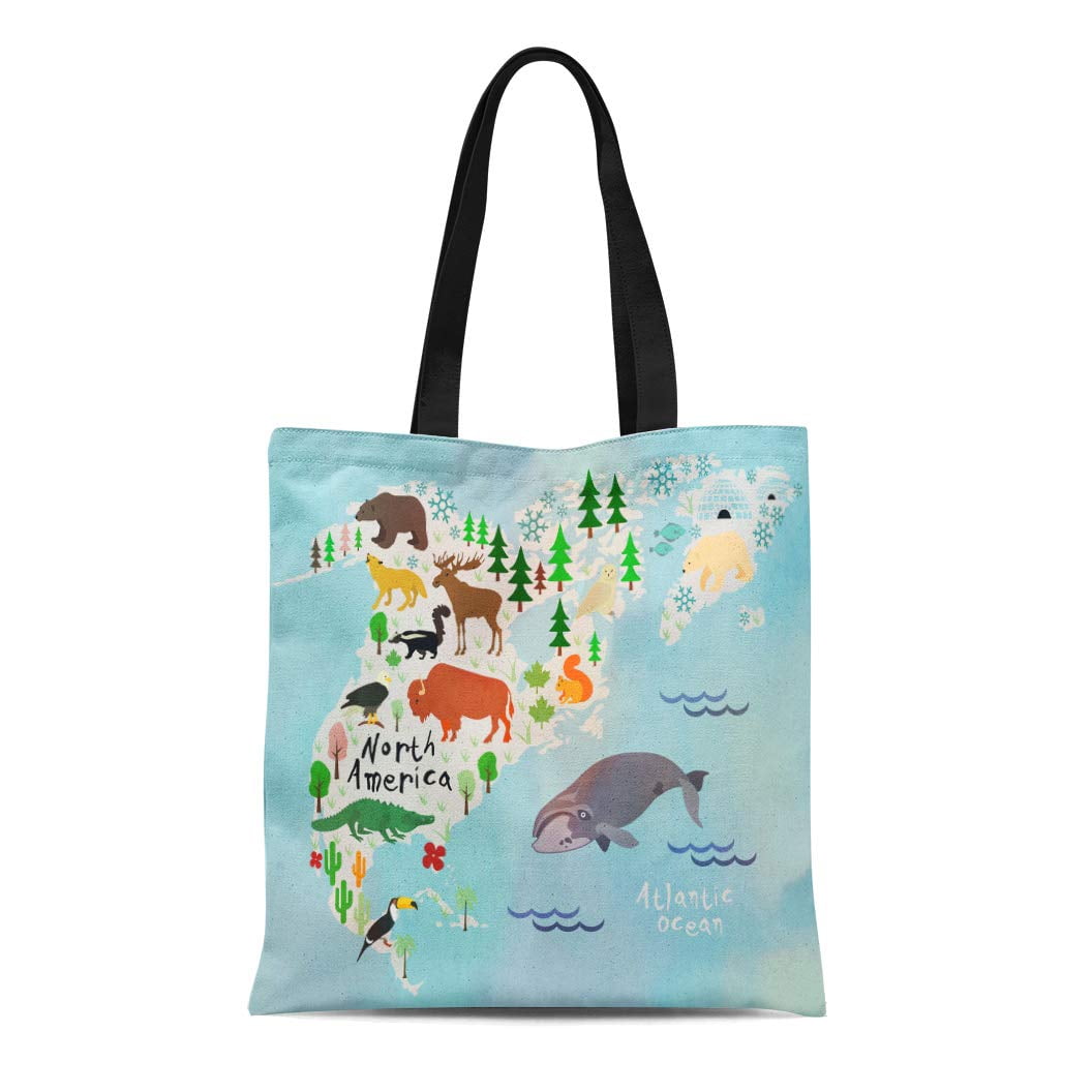 ASHLEIGH Canvas Bag Resuable Tote Grocery Shopping Bags Canada Cartoon