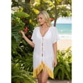 thumbnail image 3 of HAPPY BAY Women's Chiffon Summer Beach Open Front Holiday Kimono Beachwear Duster Cardigans for Women XL-XXL Ice Yellow_AB739, 3 of 5