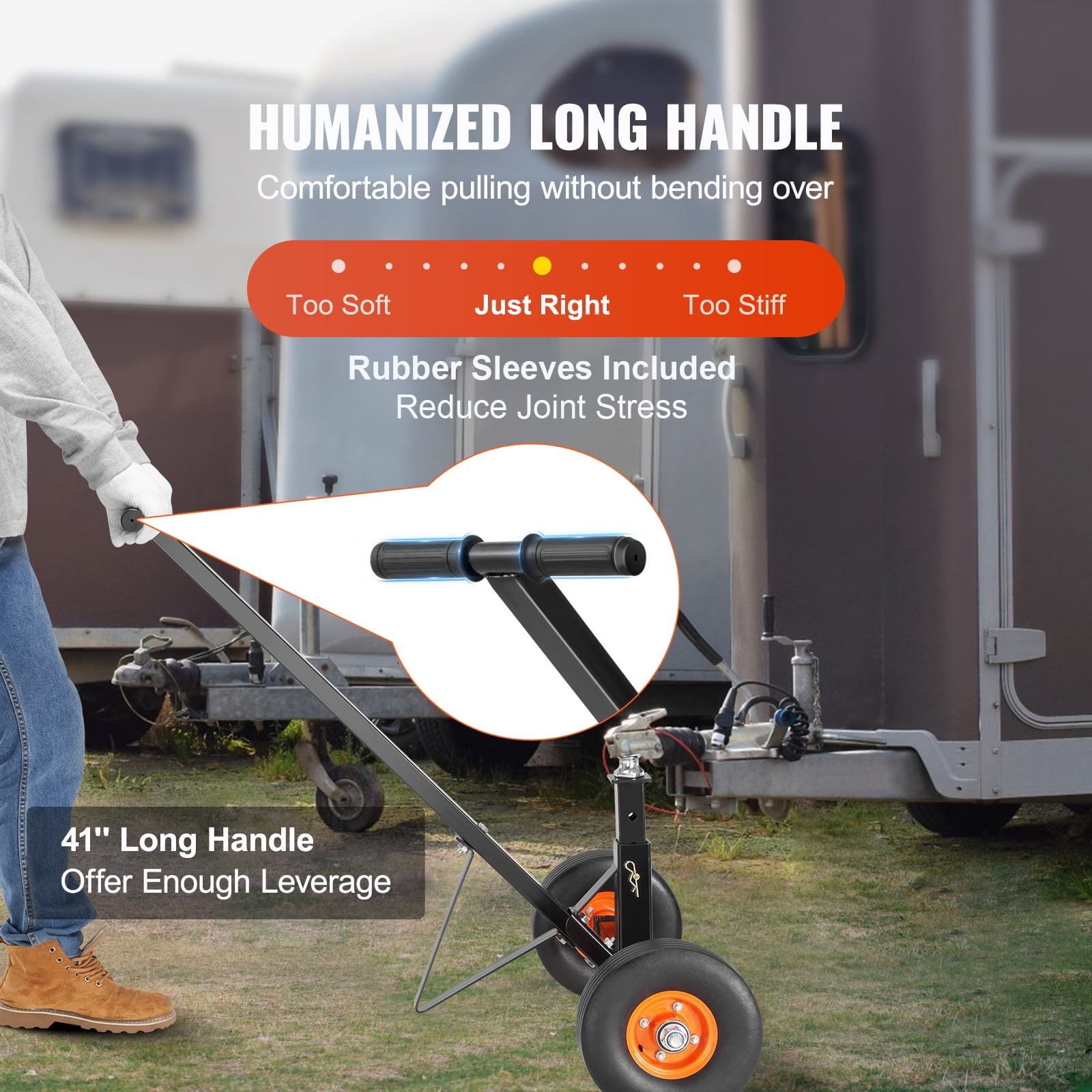 VEVOR Adjustable Trailer Dolly, 600lbs Tongue Weight Capacity, Carbon Steel Trailer Mover with 16''-24'' Adjustable Height, 1-7/8'' Hitch Ball & 10'' Solid Tires