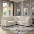 thumbnail image 3 of Stockton 87W L Shaped Sectional Couch in Cream Herringbone Fabric, 3 of 11
