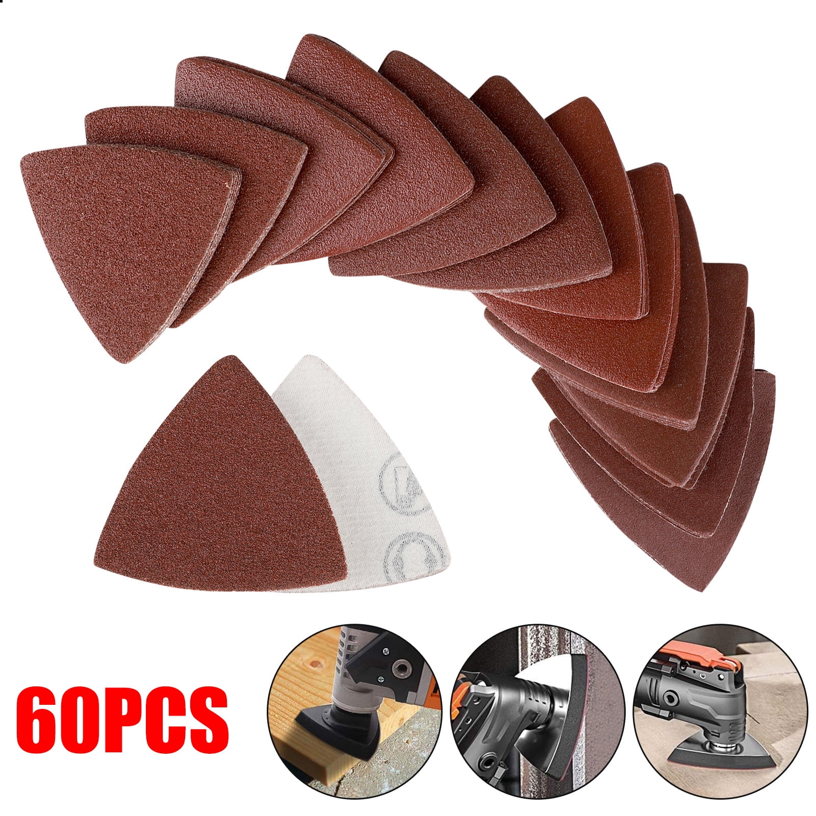 32Pcs 3-1/8'' Universal Triangular Sand Paper Sandpaper For Oscillating Tool Kit