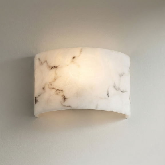 360 Lighting Alicante 7" High White Faux Alabaster Wall Sconce
