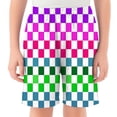 thumbnail image 4 of CUZIBR Boys Shorts Rainbow Color Checkerboard Print Athletic Beach Casual Elastic Waist Loose Lightweight Sport Short Pants For Boys Summer Fashionable Holiday Daily Wear,Dark Purple,3-4 Years, 4 of 4