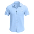 thumbnail image 5 of Horkkom Short Sleeve Shirts for Men Button Down Hawaiian Breathable Linen Shirts Summer Casual Beach Shirts with Pocket L, 5 of 6