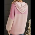 thumbnail image 4 of Sudadera con Capucha para Mujer, de Gran Tamaño, con Bloques de Color, Larga y Cordón Ajustable, Estilo Casual, Otoño 2025 Rosa L, 4 of 5