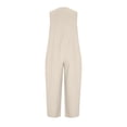 thumbnail image 4 of Summer Womens Jumpsuit 100% Cotton Loose Casual Pockets Solid Color Sleeveless Bodysuit with Three-Quarter Pants, 4 of 6