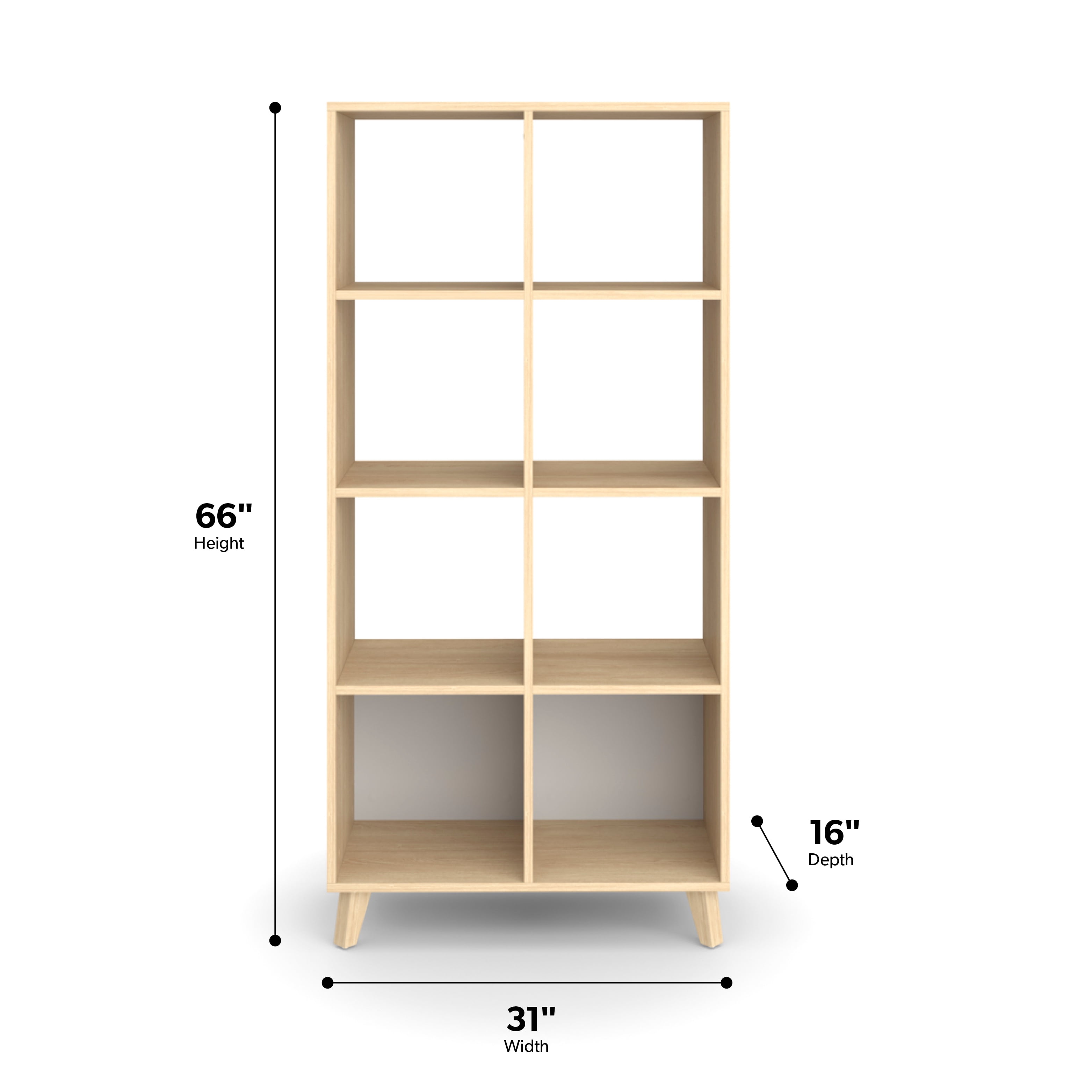 HON Basyx Commercial-Grade 66" High Modern Cube Bookcase, Real Wood Feet, Teak (BSXCUBETTT)
