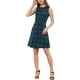 thumbnail image 2 of INSPIRE CHIC Vestido sin mangas de corte ajustado y acampanado de cuadros de Houndstooth por encima de la rodilla XL Azul, 2 of 6