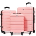 thumbnail image 1 of Ensemble de Bagages 3 Pcs, Valises Rigides Légères en PC ABS avec Serrure TSA, Bagage de Cabine à Roulettes, Rose, 1 of 7