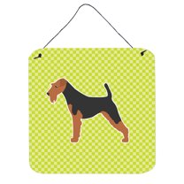 Carolines Treasures BB3857DS66 Airedale Terrier Checkerboard Green Wall or Door Hanging Prints