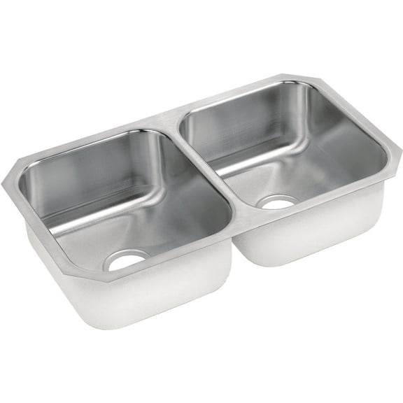 Sterling Double Bowl 31-3/4 In. x 18-1/4 In. x 8 In. Deep Stainless Steel Kitchen Sink, Undermount
