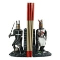 thumbnail image 4 of Ebros Black And White Medieval Crusader Knight Bookends Statue 7.5"Tall Set Suit Of Armor Swordsman Knights Of The Cross Age Of Kings Decorative Bookends Sculpture, 4 of 6