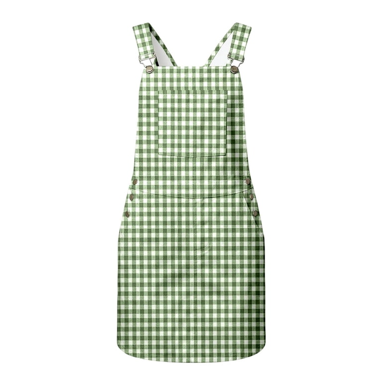 Woyy Girls Sleeveless Plaid Pinafore Dress Casual Jumper Dress with Pockets, Green, Sizes 4-13, Infant Girl's, Size: 6-7 Years