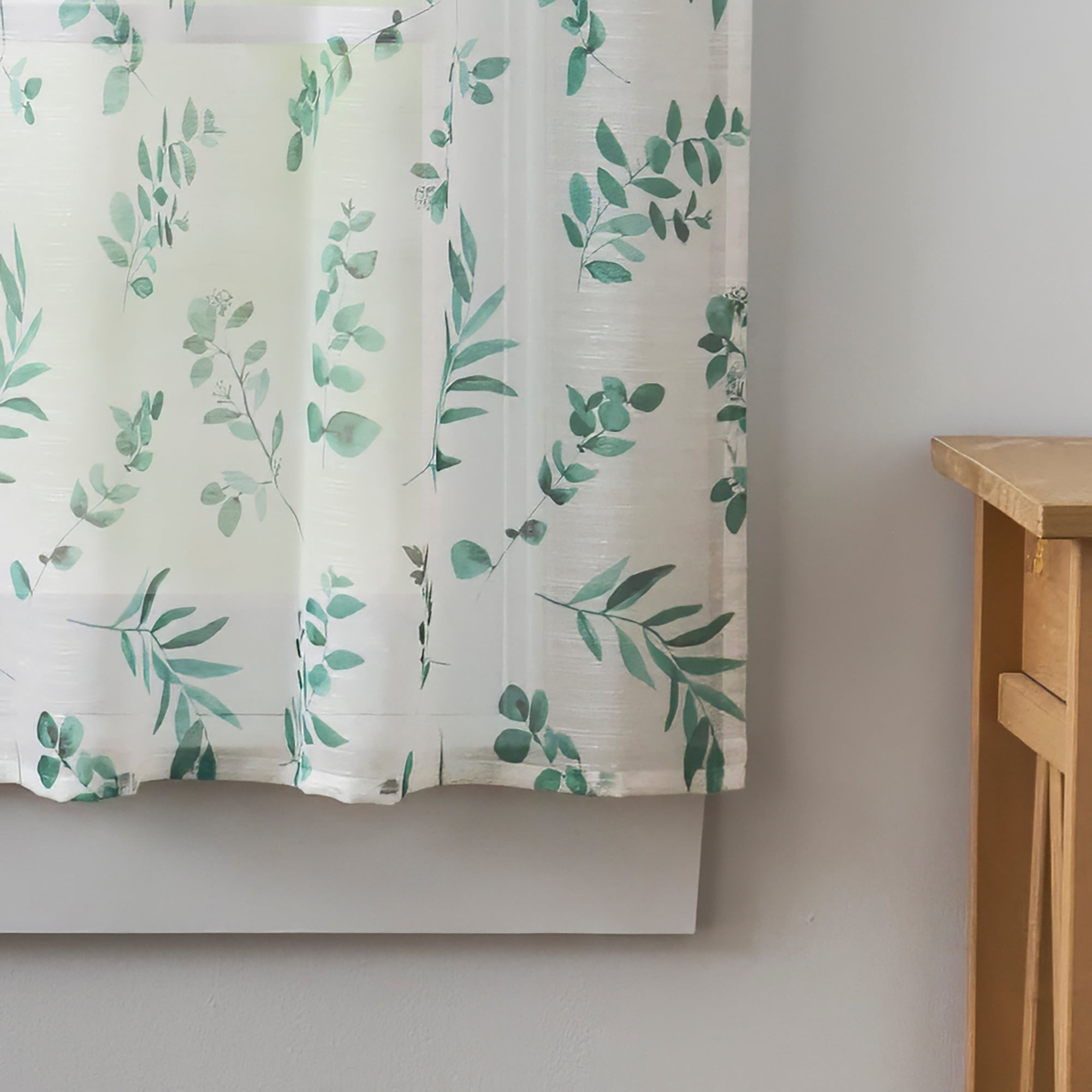 Martha Stewart Maddison 3 Piece Valance & Tier Set Green, Rod Pocket, Sheer, Indoor, Adult, 54" x 14"