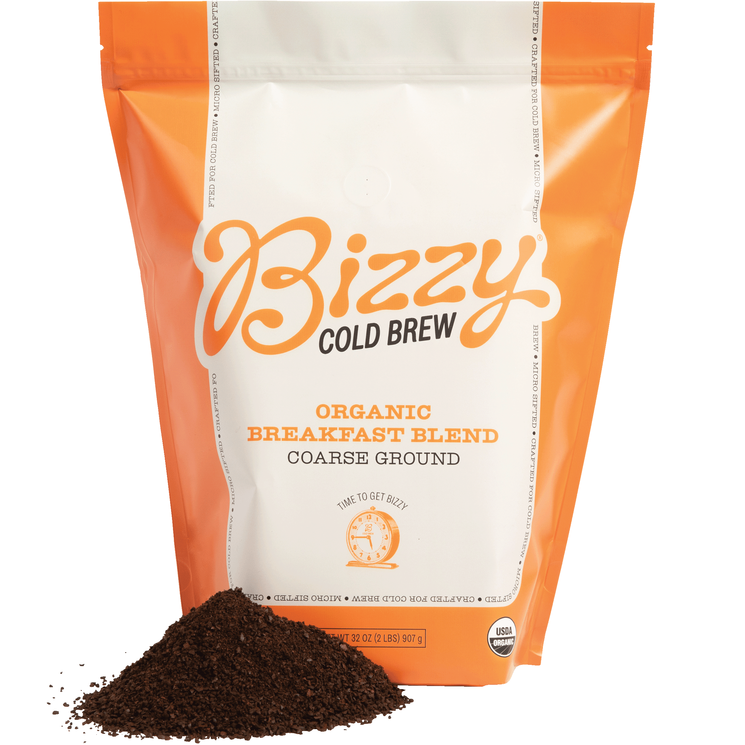 Bizzy Organic Cold Brew Coffee | Breakfast Blend | Coarse Ground Coffee | Medium-Light Roast | Micro Sifted | Specialty Grade | 100% Arabica | 2 LB