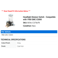 thumbnail image 2 of Headlight Dimmer Switch - Compatible with 1980 GMC C5000, 2 of 2
