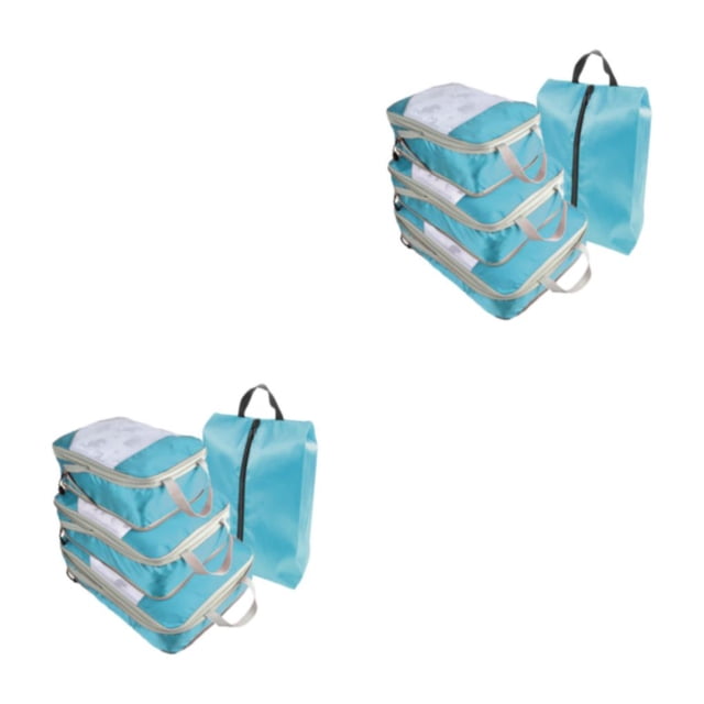 Decodeary 4piece Compression Packing Cubes Set Easy Packing With Multiple Size Options blue 2Set
