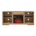 thumbnail image 3 of SESSLIFE Fireplace TV Stand, 58" LED Light Entertainment Center with Adjustable Flame Fireplace, Power Outlets & Shelves, Remote & App Control, TV Stand with Fireplace for Living Room, Oak, 3 of 8