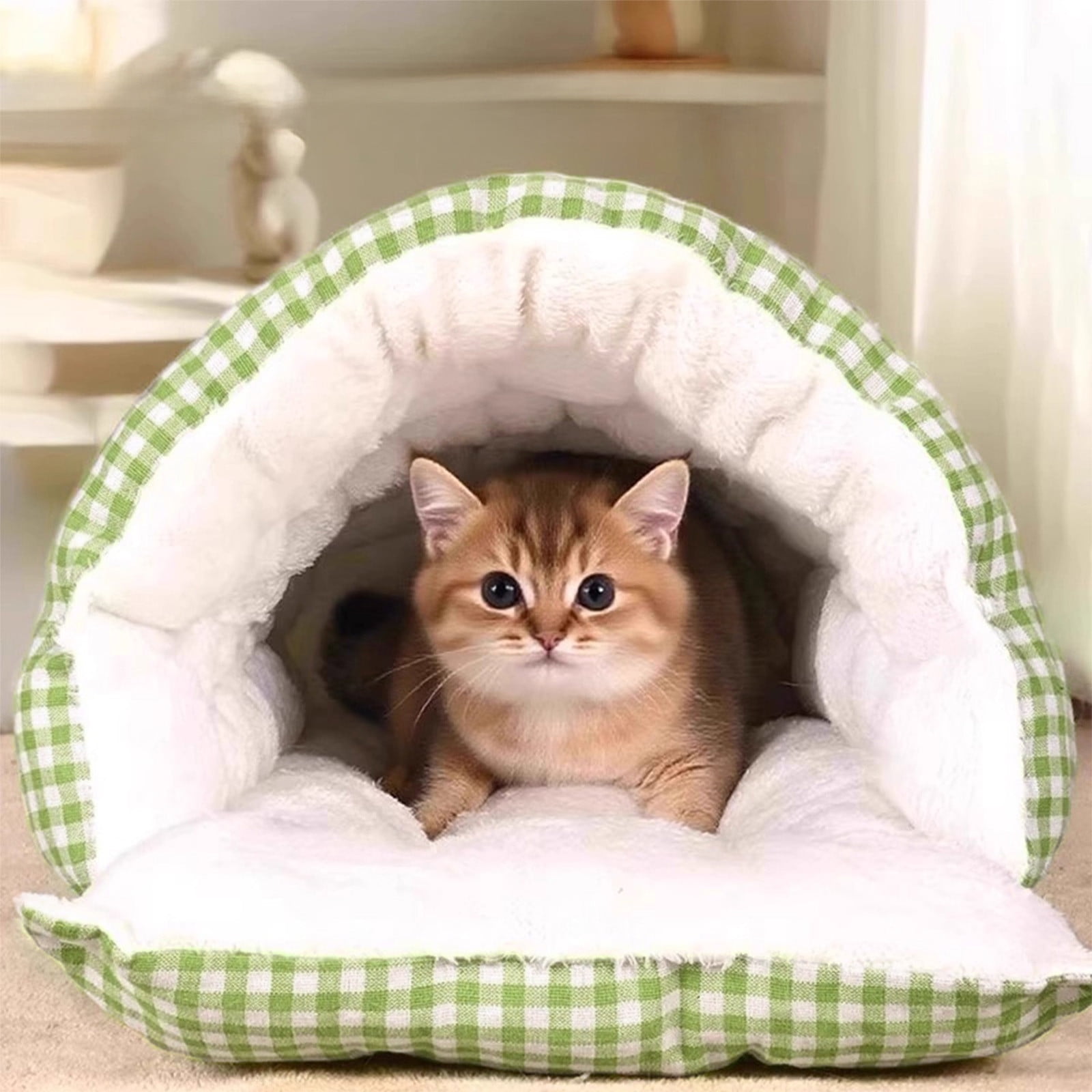 Lunxisen 1 Pcs Dog Bed Self Warming Puppy House Cozy Cat Sleeping Tent Cave Beds Indoor Kitten Nest Kennel Hut for Small Medium Dog Cats