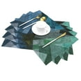 thumbnail image 2 of YFYANG Washable Heat-Resistant Placemats, 70% PVC/30% Polyester, Vintage Blue-Green Geometry Kitchen Table Mat, 12" x 18" 6 Piece, 2 of 6