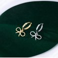 thumbnail image 5 of Sterling Silver Bow Huggie Hoop Earrings for Women Teens Bowknot Small Hoop Earrings Huggie Drop, 5 of 10