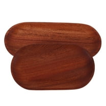 WHAMVOX 2pcs Wooden Decorative Tray Oval Distressed Boho Coffee Table Tray Decor Kitchen Dining Table Serving Tray Wood Farmhouse Tray For Bathroom Decor