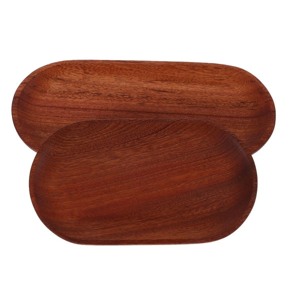 WHAMVOX 2pcs Wooden Decorative Tray Oval Distressed Boho Coffee Table Tray Decor Kitchen Dining Table Serving Tray Wood Farmhouse Tray For Bathroom Decor