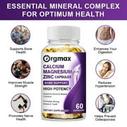 Orgmax Calcium Magnesium Zinc Capsules with Vitamin D3 Supplement - 120 Capsules