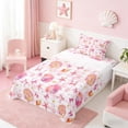 thumbnail image 3 of Manfei Cartoon Pink White Seashell Starfish Bow Heart Twin Sheet Sets for Kids Girls, Sea Animal Bedding 3 Pieces, 1 Flat Sheet, 1 Fitted Sheet and 1 Pillowcase, 3 of 6