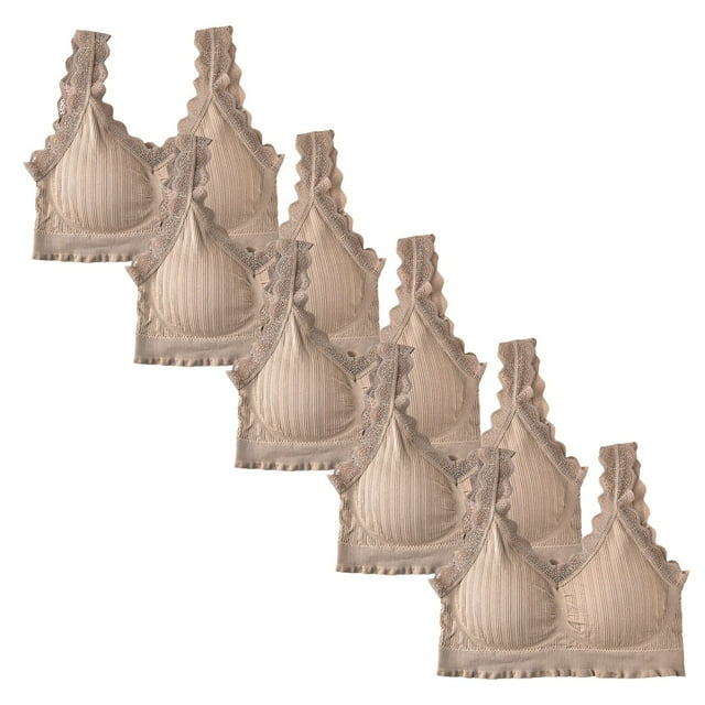 Aayomet Bralettes for Women With Support U Shaped Back Wrap Chest Bottom Integrated Bra (Khaki, One Size)