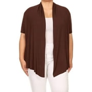 Women's Plus Size Casual Open Front Short Sleeve Cardigan